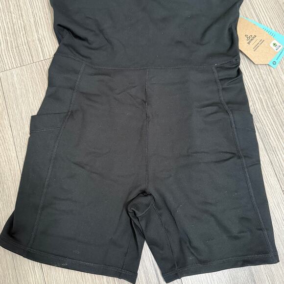 Prana Becksa Shortie One Piece Fitted Romper Built in Bra - Black Sz Medium $99 - Picture 4 of 8